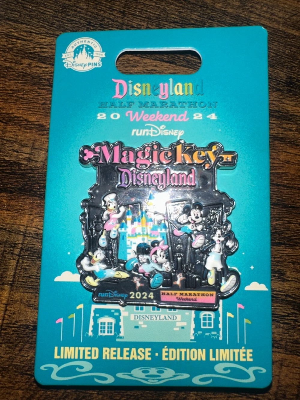 Disney Magic Key Disneyland Pin - Teal, Pink, Black
